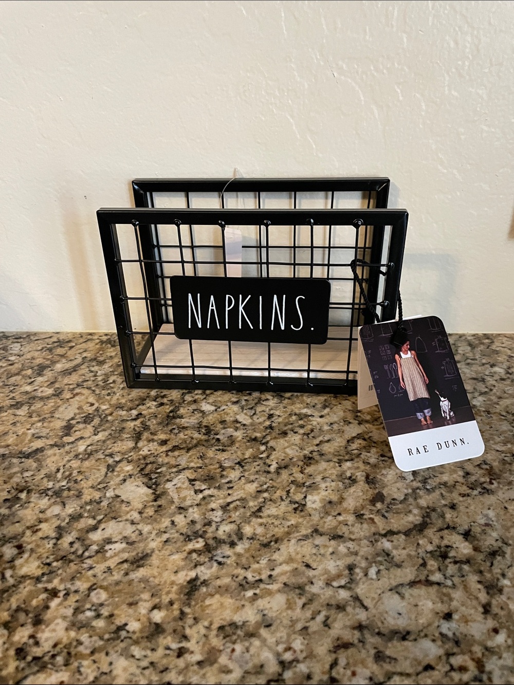 Rae Dunn Black Wire Napkin Holder with 'NAPKINS'
